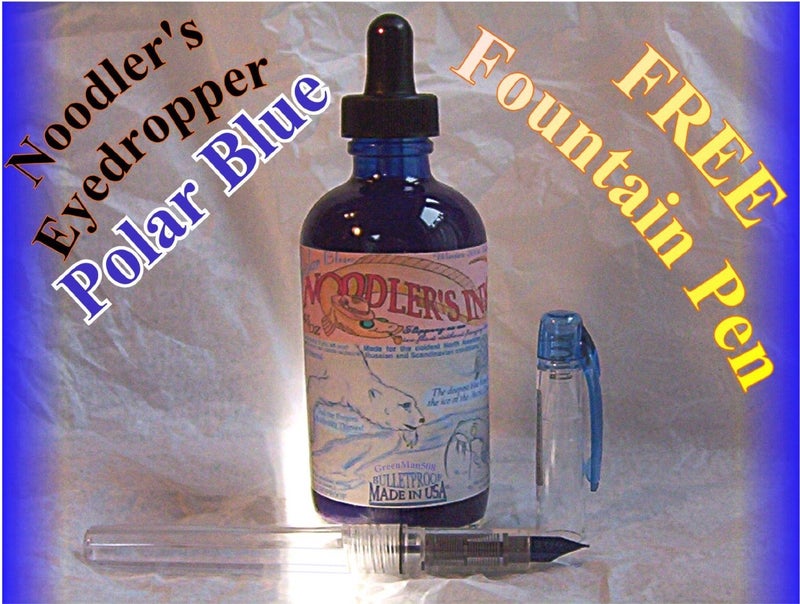 Noodler's Ink Refills Polar Blue 4.5oz w/ Free Fountain Pen Bottled Ink